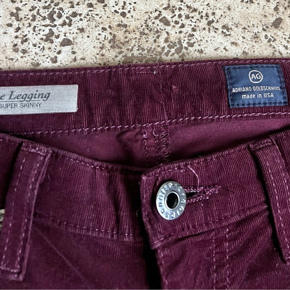 Ag skinny jeans pants size 26 corduroy, wine, burgundy, red colored - Picture 2 of 7